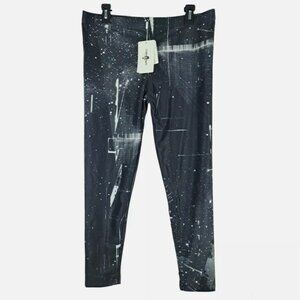 NEW Leggings World Abstract Print Activewear Leggings Size XL Stretch Black
